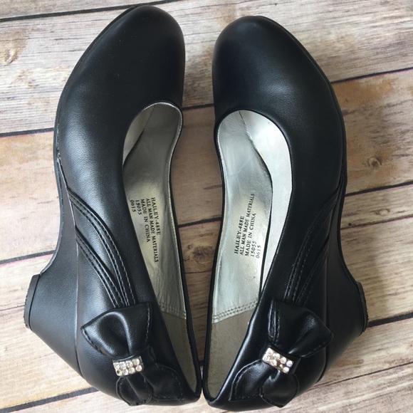 Little Angel Other - Black high heels rhinestone accented bows